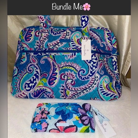 🎉HP🎉New! Vera Bradley Quilted Accordion Zip Around Wallet Marian Floral💙🌸🍃 - Picture 9 of 11